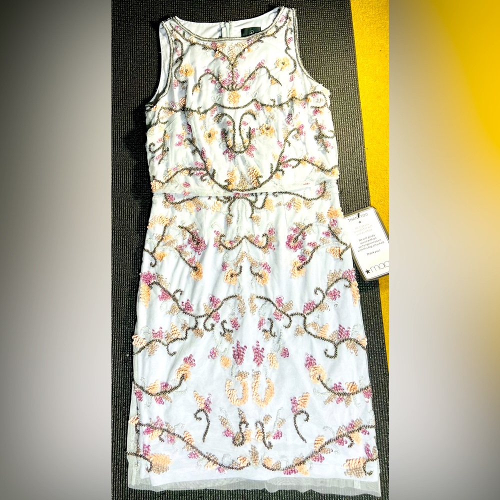 Adrianna Papell Gray floral sequins dress